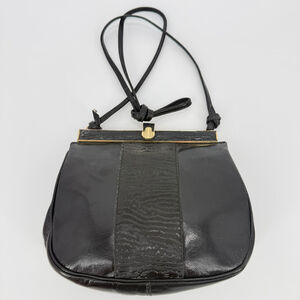 Vintage Coret Black Small Crossbody Bag Leather with Gold Hardware